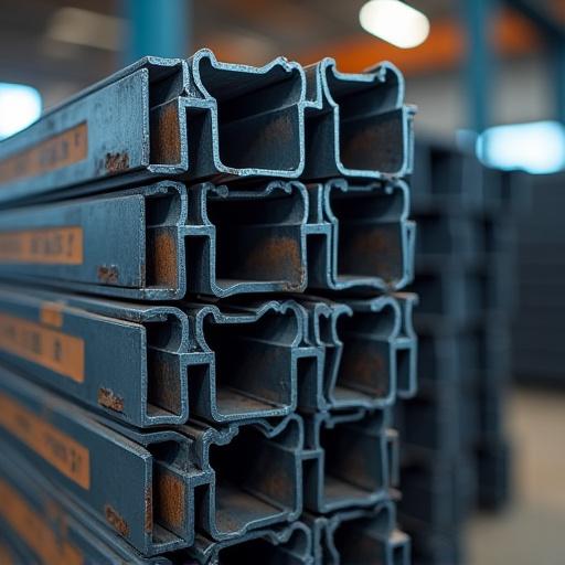 Stabel med I-bjelker i stål